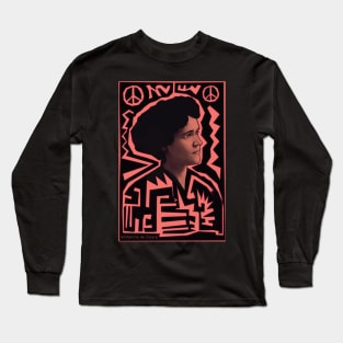 Voltairine de Cleyre in Black and Red Long Sleeve T-Shirt